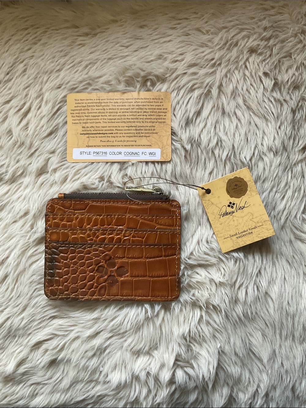 Patricia Nash Women's Vintage Tan Crocodile Cassis Card Case Wallet NWT - Picture 2 of 6